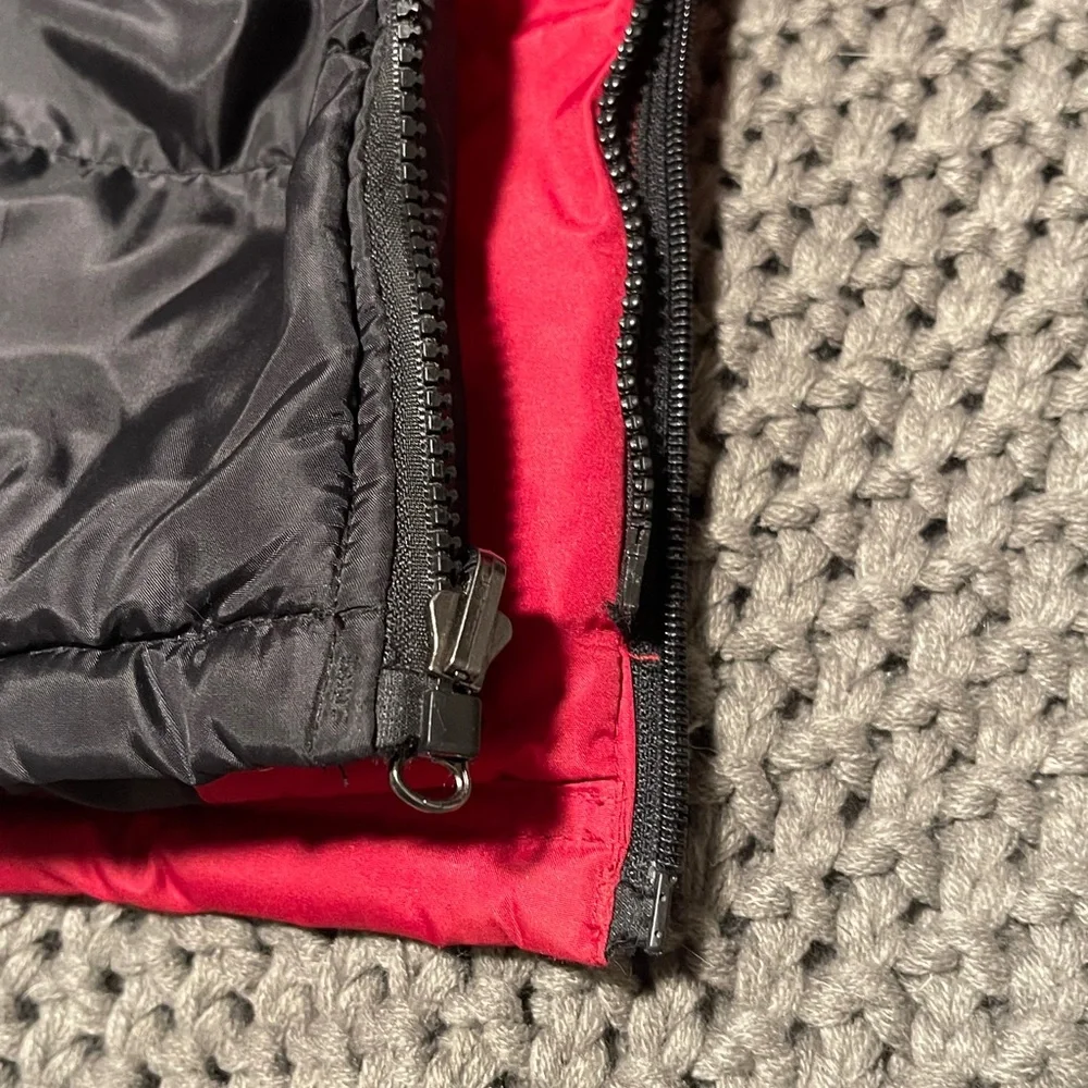 Red Puffer Jacket with double zipper revealing inner shell jacket - Picture 10 of 12